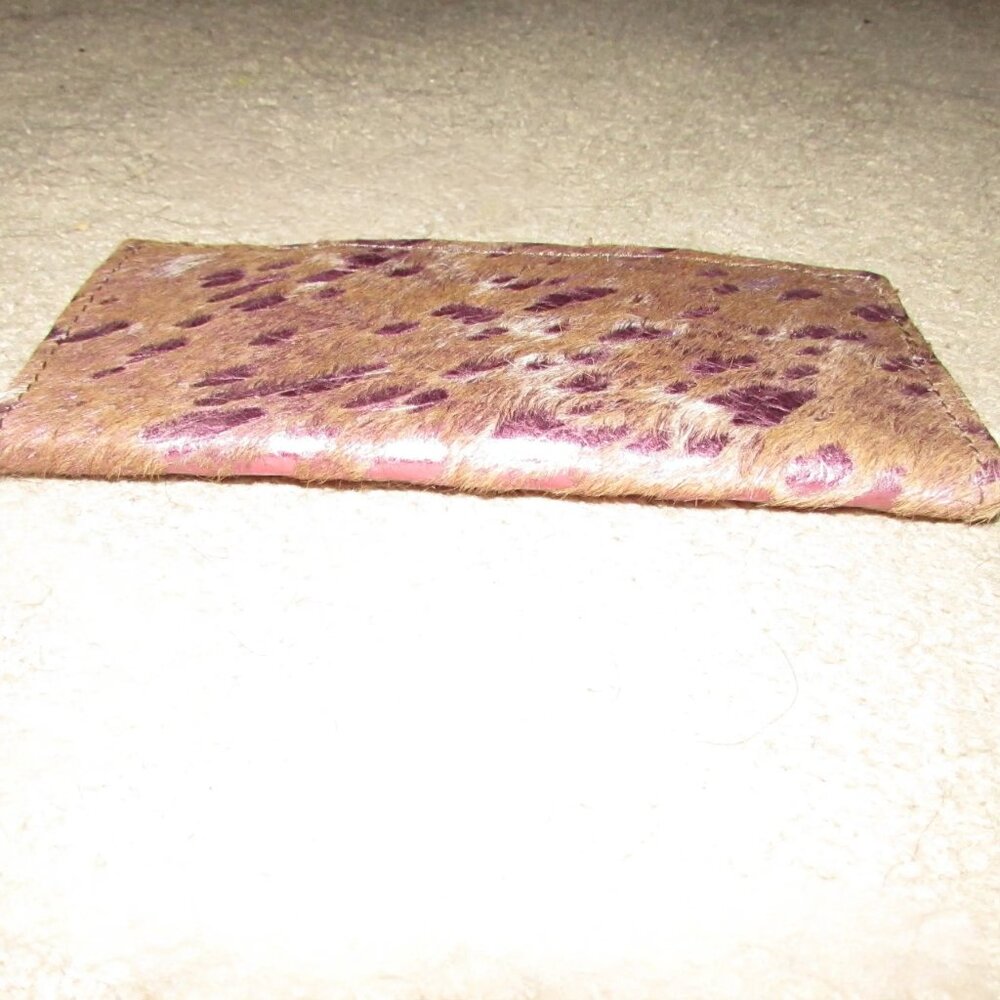 KEEP IT GYPSY Hot Pink Metallic Acid and Brown Hair On Hide Leather Checkbook